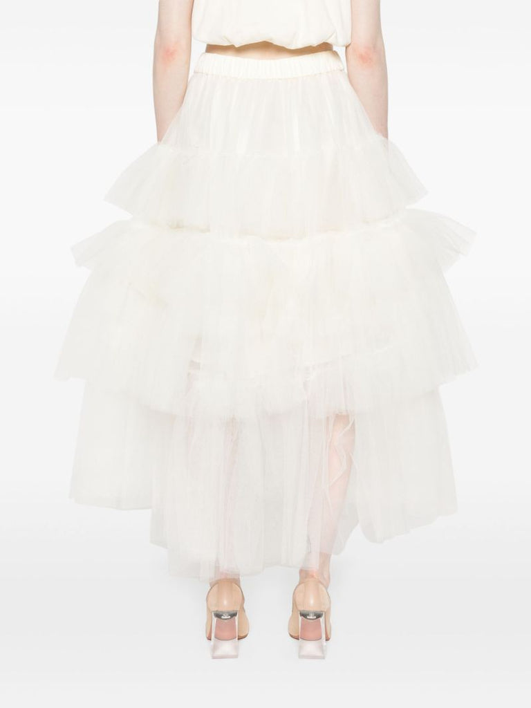 White Ruffled Tiered Tulle Skirt