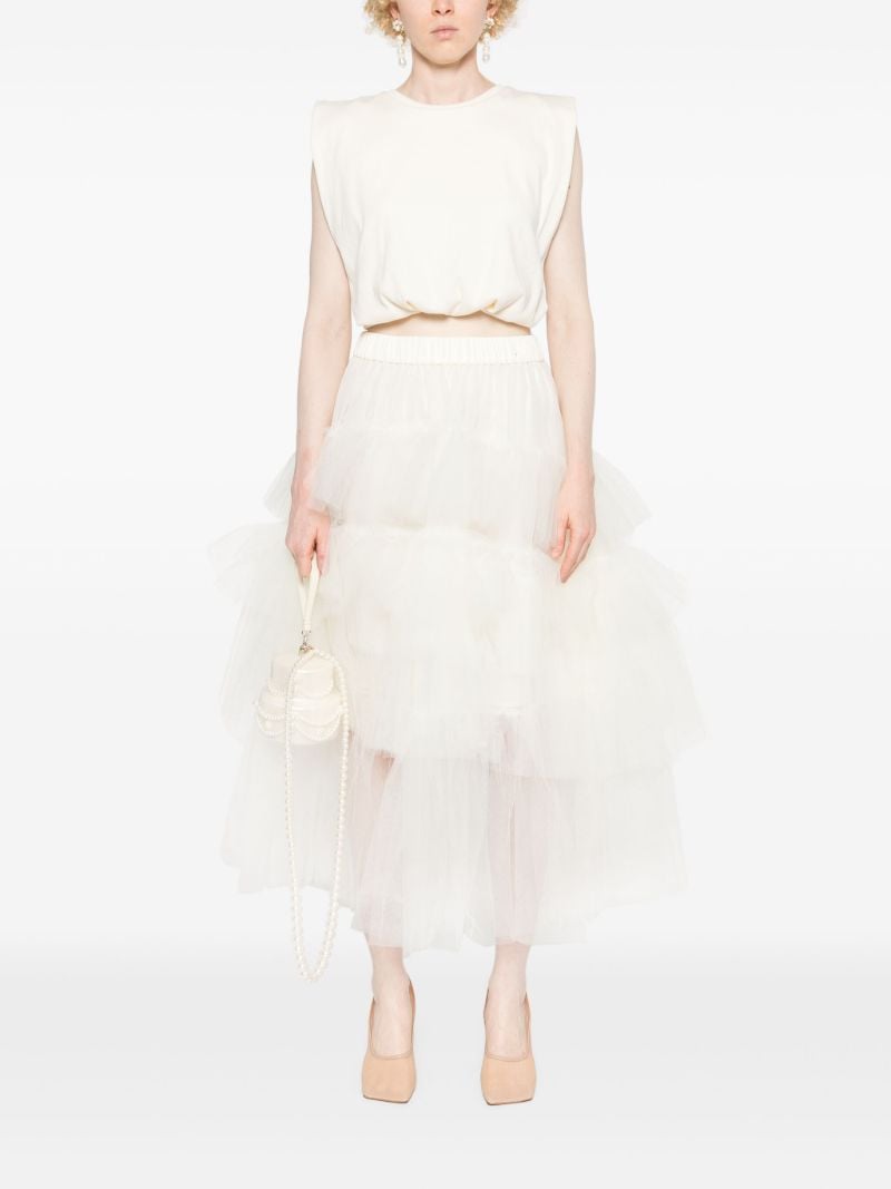 White Ruffled Tiered Tulle Skirt