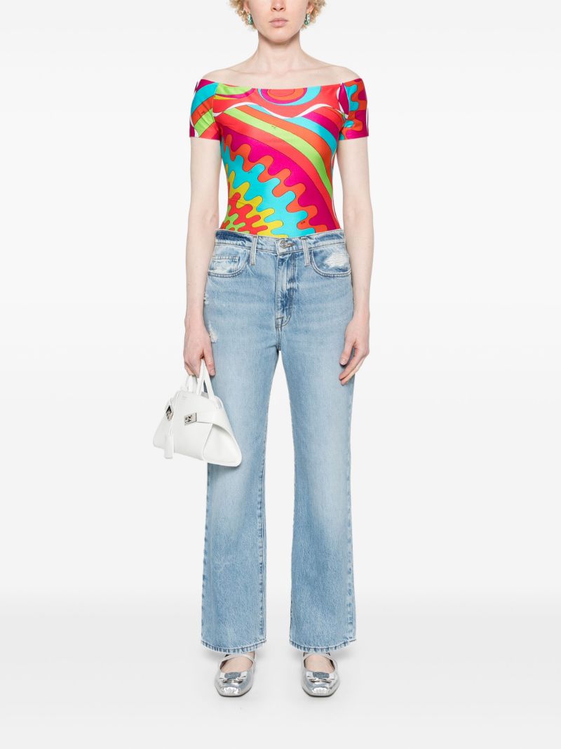 Red Bersaglio-print Off-shoulder Top