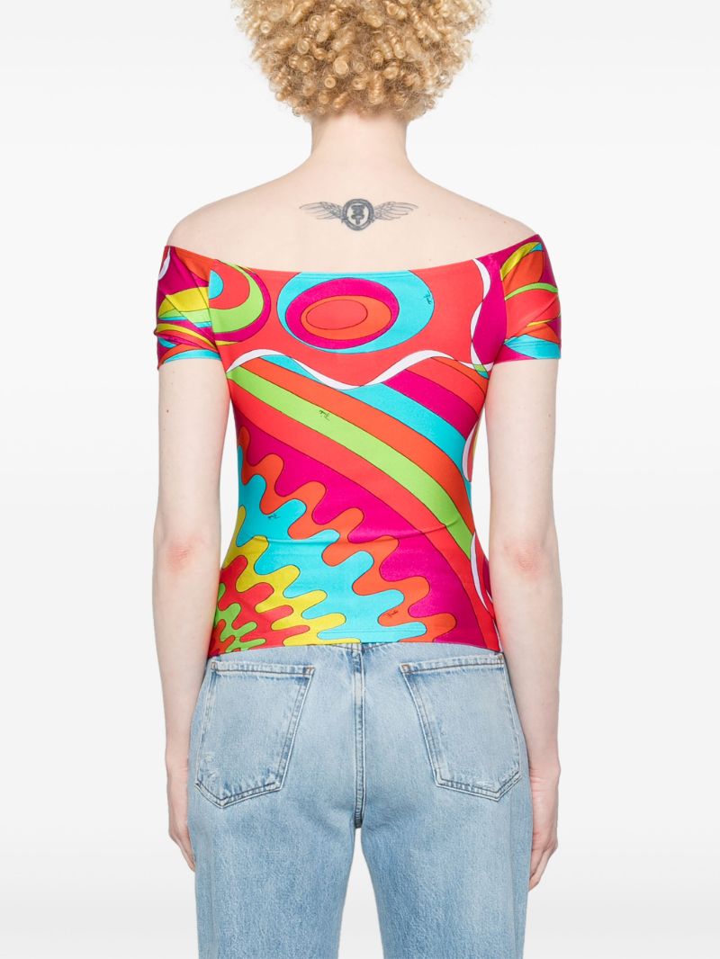 Red Bersaglio-print Off-shoulder Top