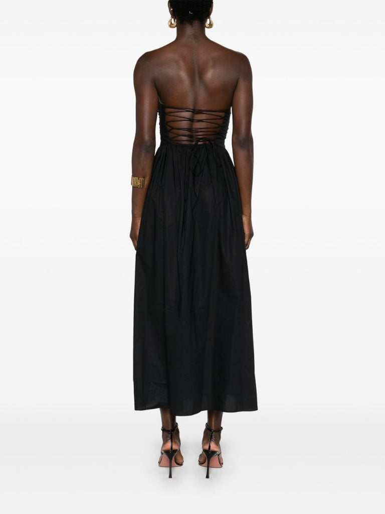 Black Lace-up Organic Cotton Dress