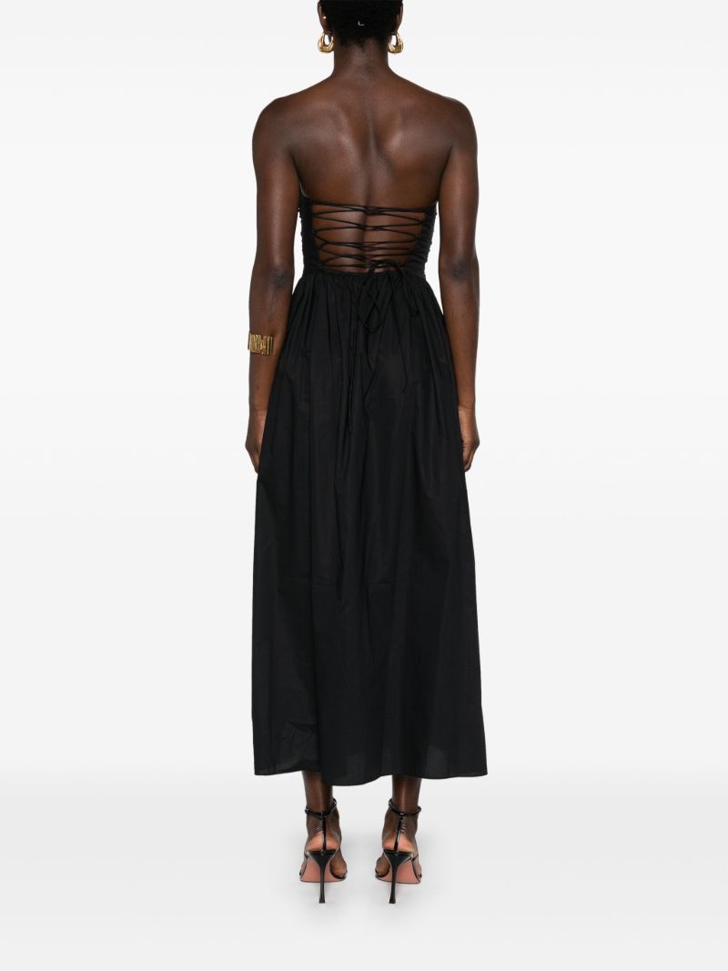 Black Lace-up Organic Cotton Dress