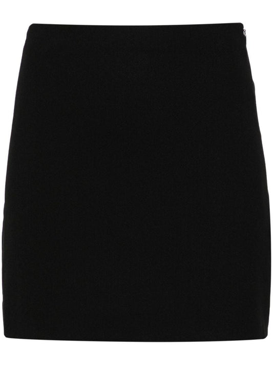 Black High-waist Crepe Mini Skirt