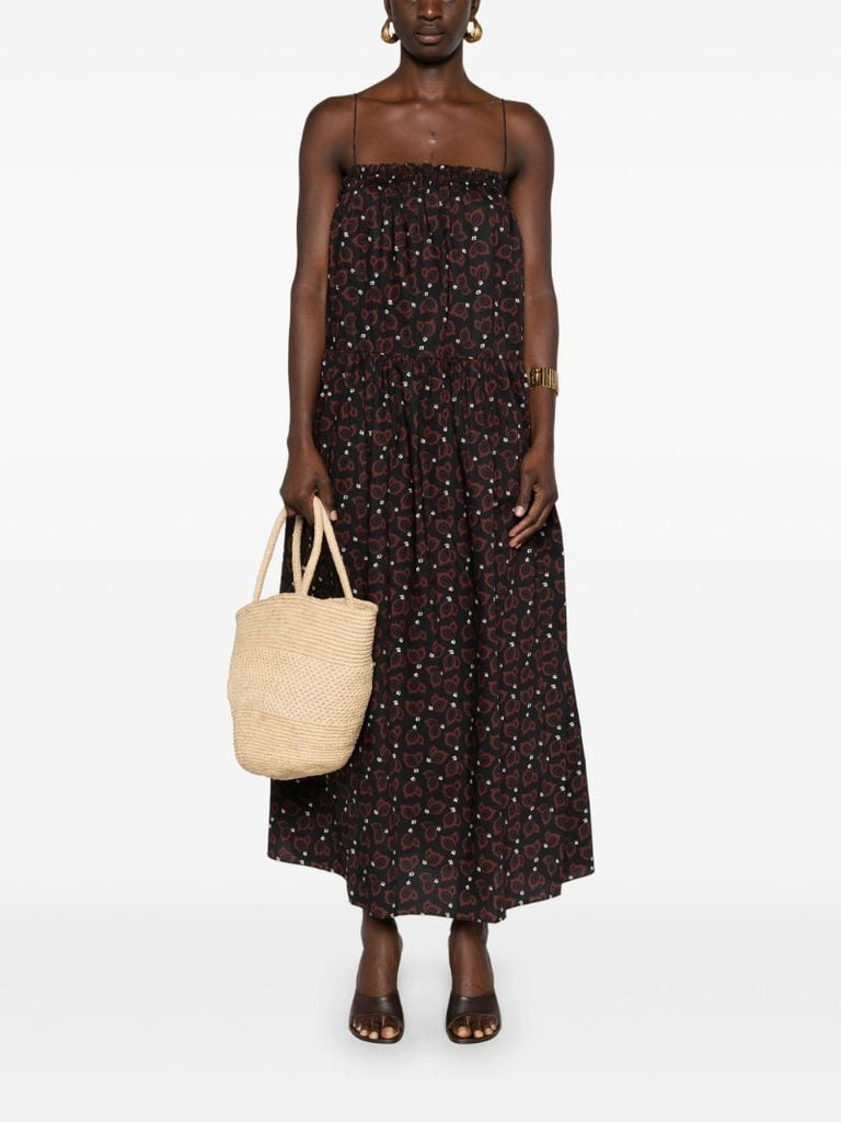 Black Floral-print Organic Cotton Dress