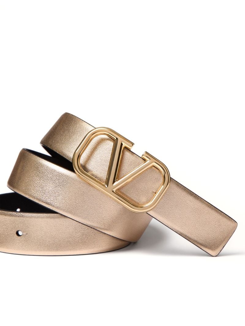 Gold-tone Vlogo Reversible Leather Belt