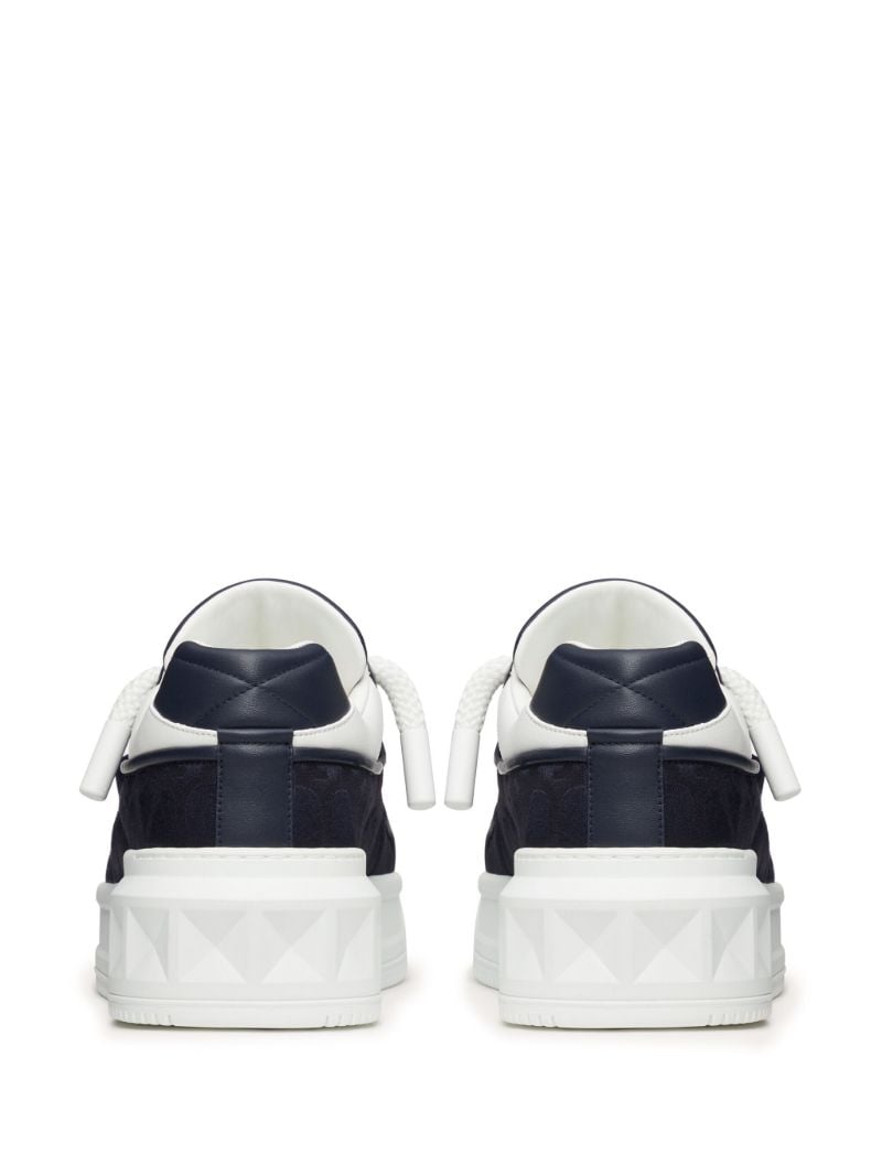 Blue One Stud Leather Sneakers