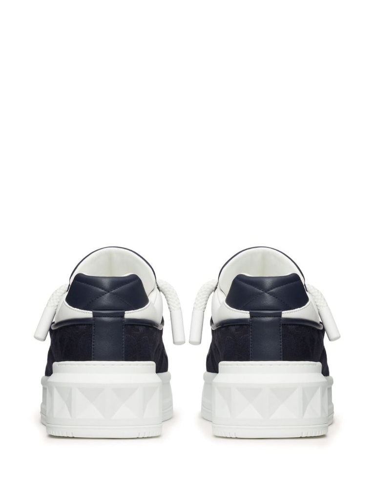 Blue One Stud Leather Sneakers