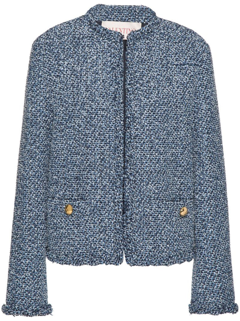 Blue Textured Denim Jacket