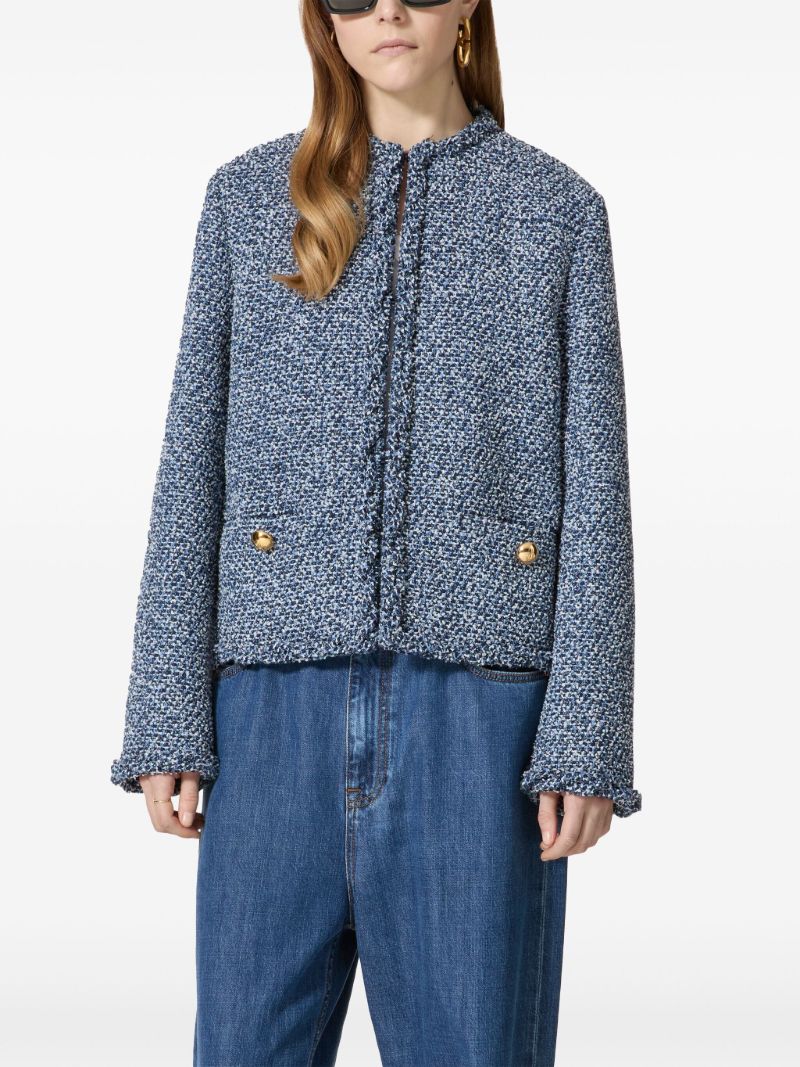 Blue Textured Denim Jacket
