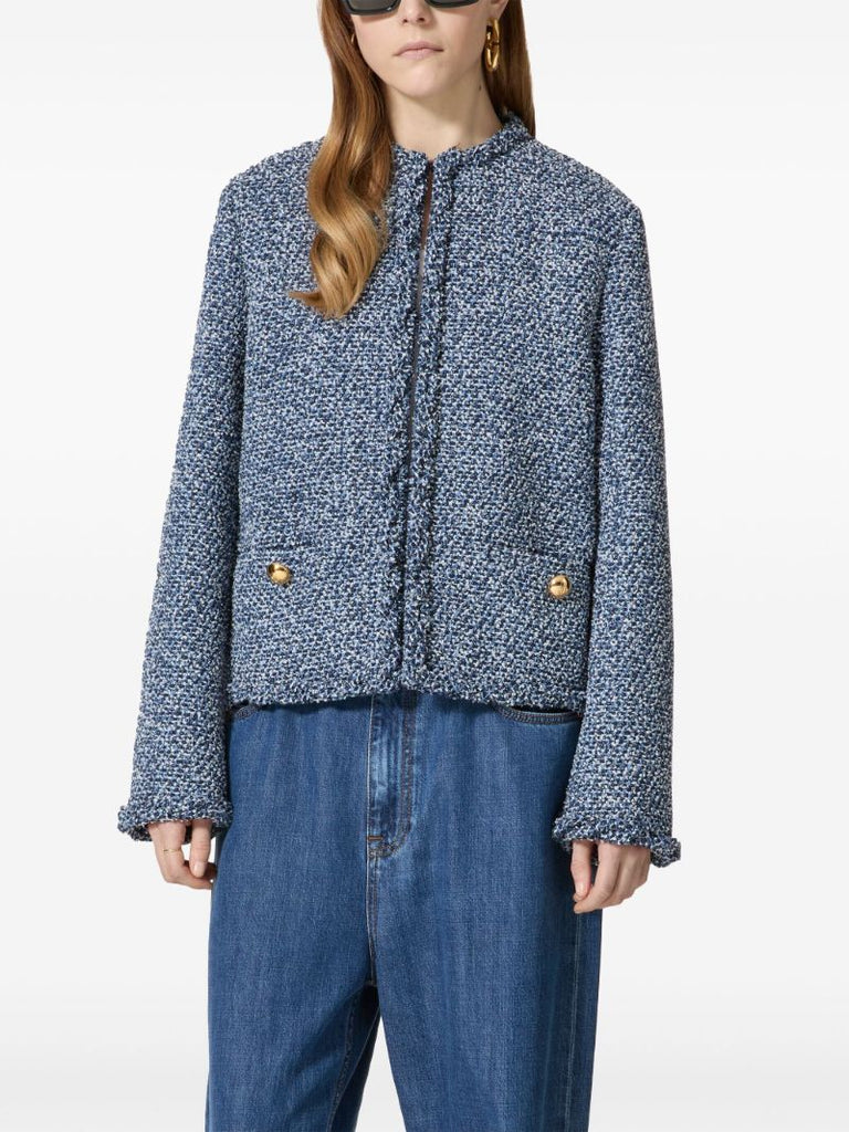 Blue Textured Denim Jacket