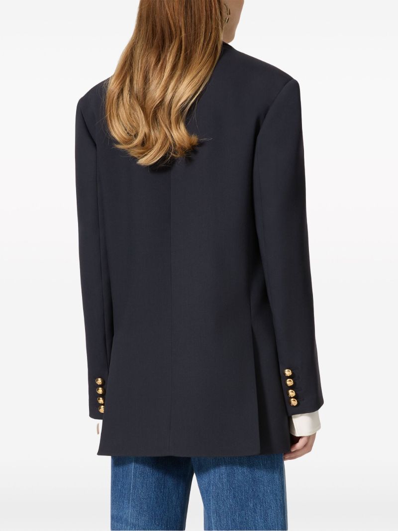 Blue Double-breasted Wool Blazer
