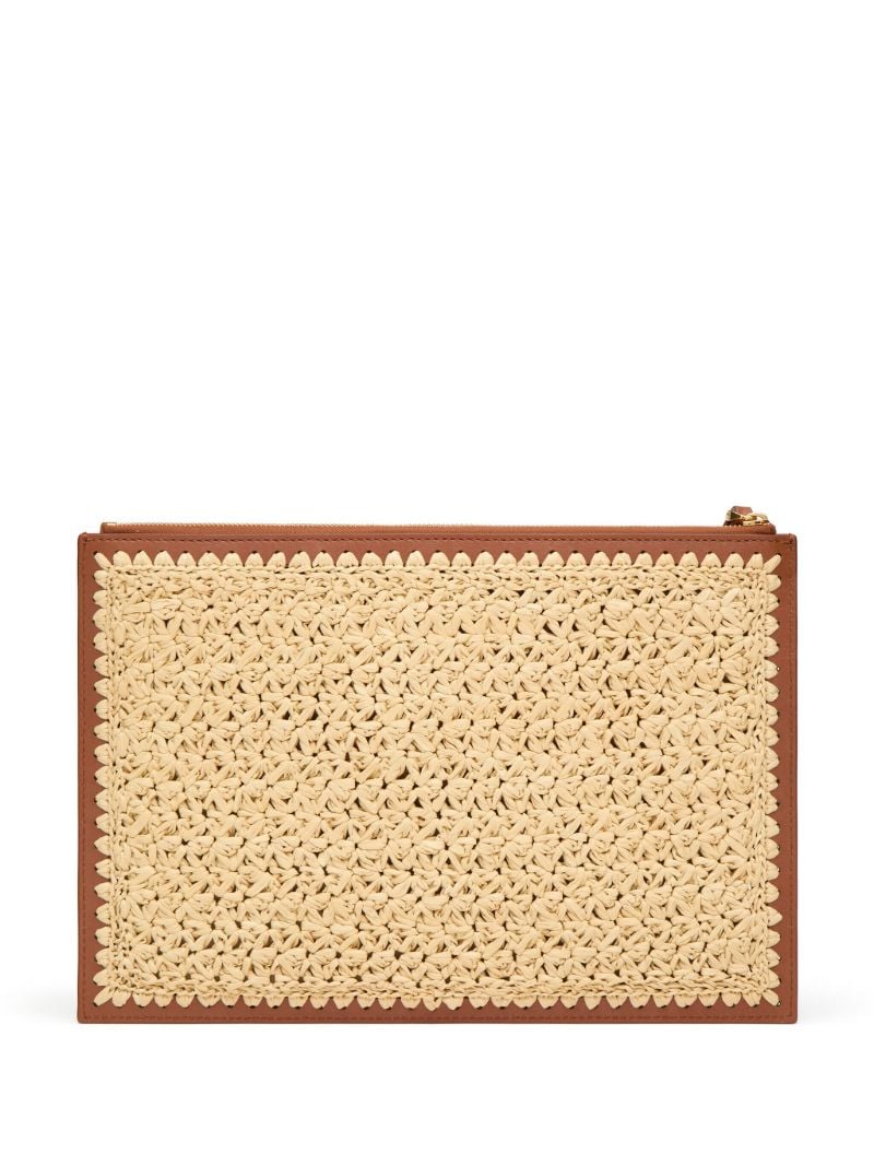 Neutral Vlogo Signature Raffia Clutch Bag