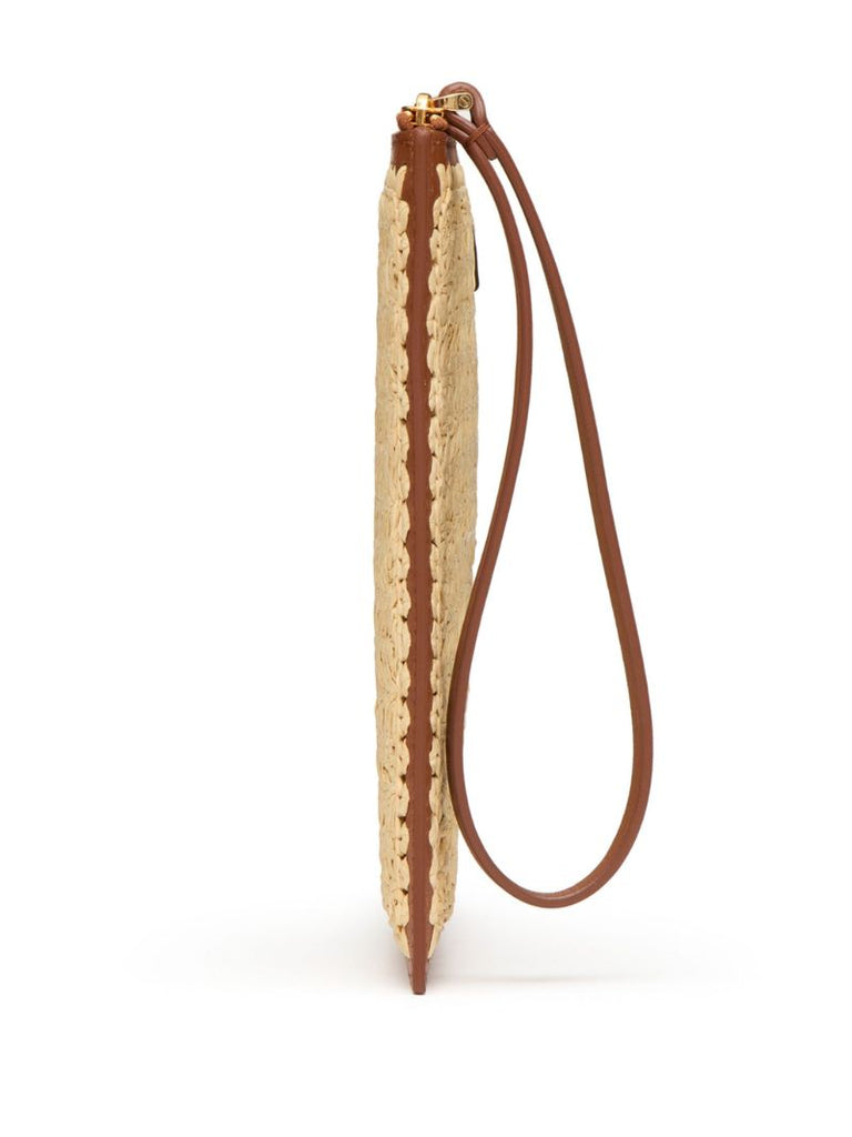 Neutral Vlogo Signature Raffia Clutch Bag