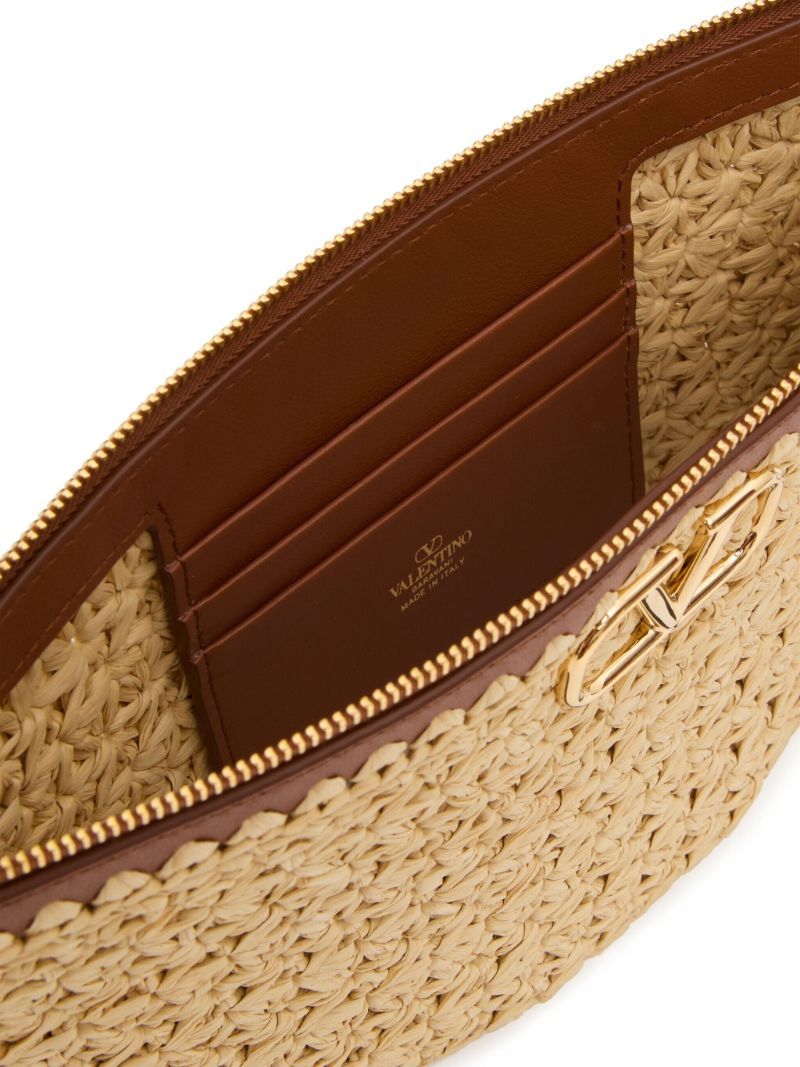 Neutral Vlogo Signature Raffia Clutch Bag