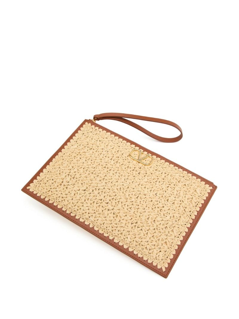 Neutral Vlogo Signature Raffia Clutch Bag