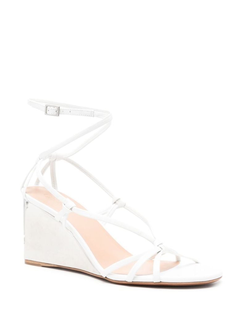 White Rebecca Wedge Leather Sandals