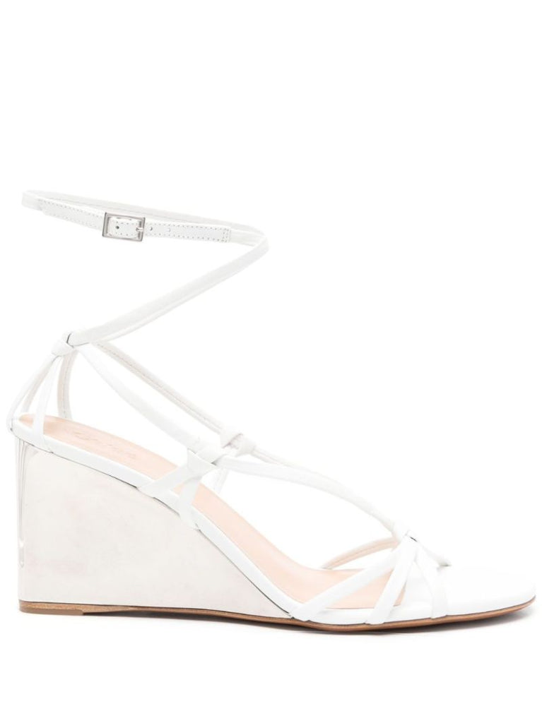White Rebecca Wedge Leather Sandals