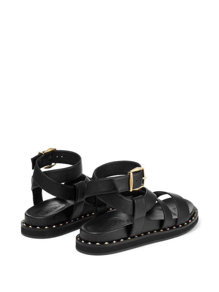 Black Blaise Leather Flat Sandals