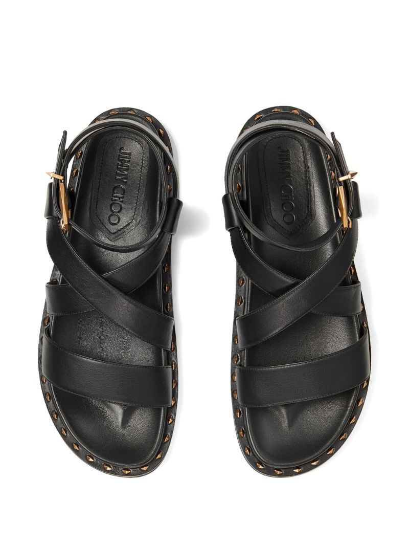 Black Blaise Leather Flat Sandals