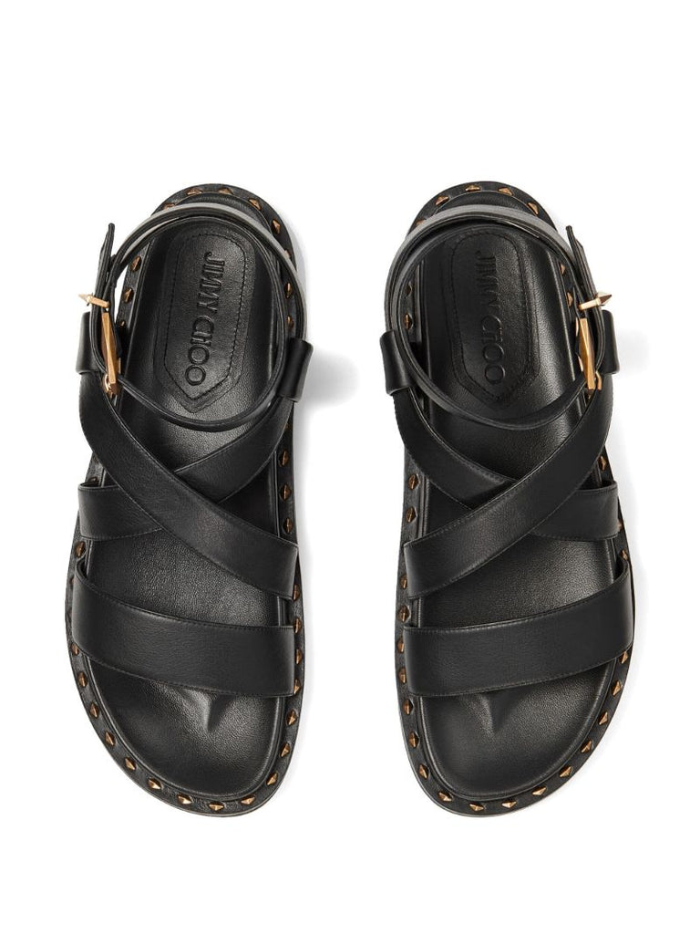 Black Blaise Leather Flat Sandals