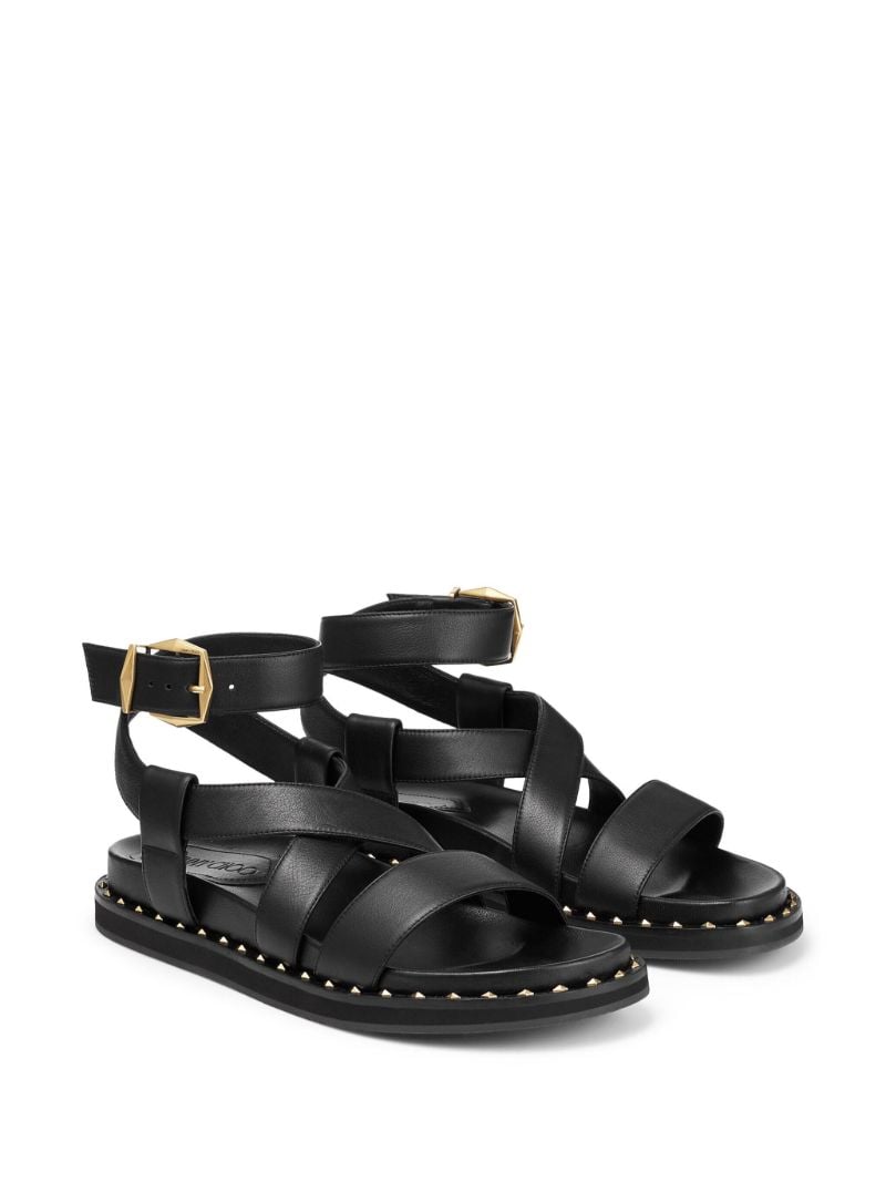 Black Blaise Leather Flat Sandals