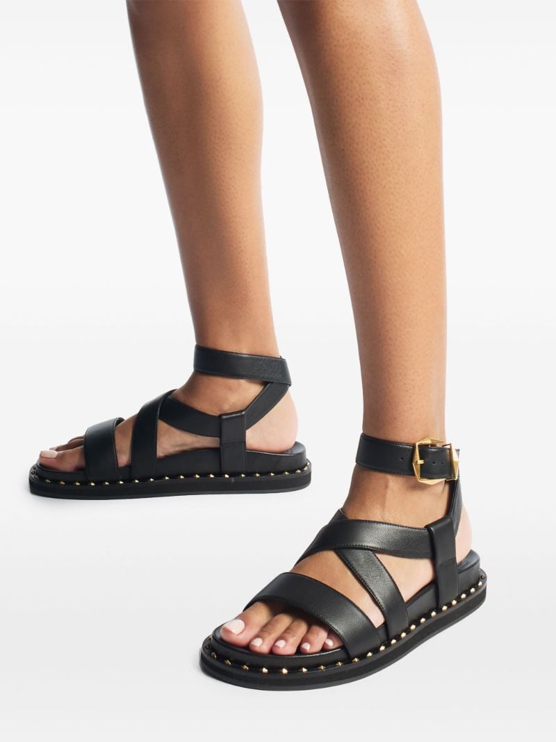 Black Blaise Leather Flat Sandals