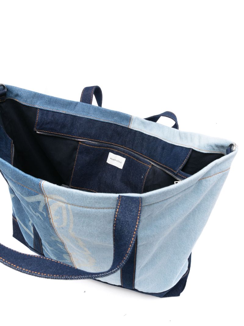 Blue Fox Head Weekender Denim Tote Back