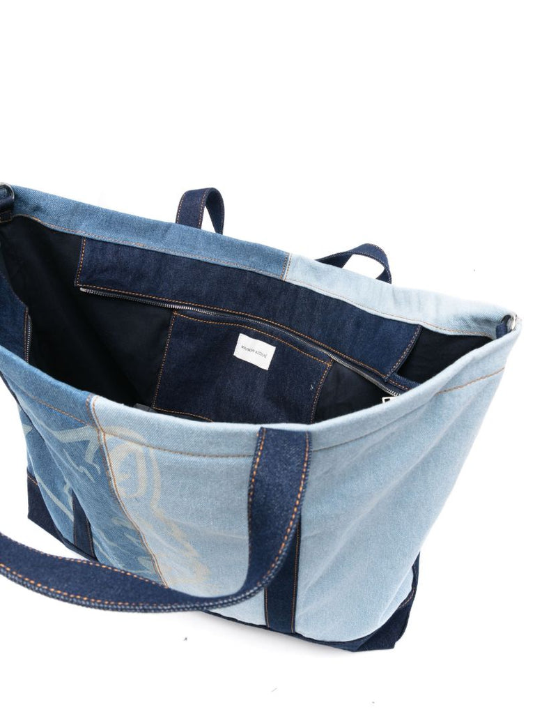 Blue Fox Head Weekender Denim Tote Back