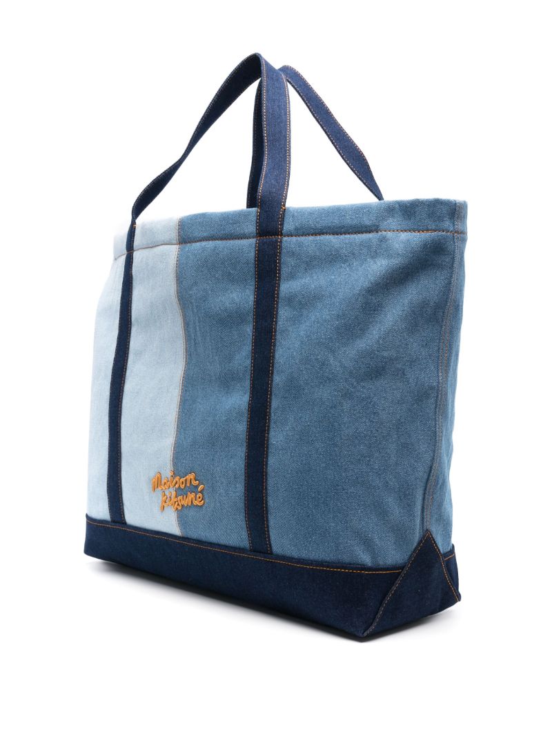 Blue Fox Head Weekender Denim Tote Back