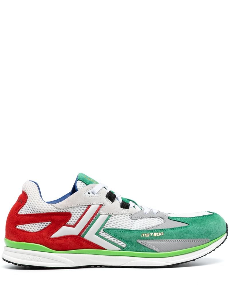 White Meteor Suede-trimmed Sneakers