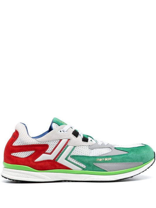 White Meteor Suede-trimmed Sneakers