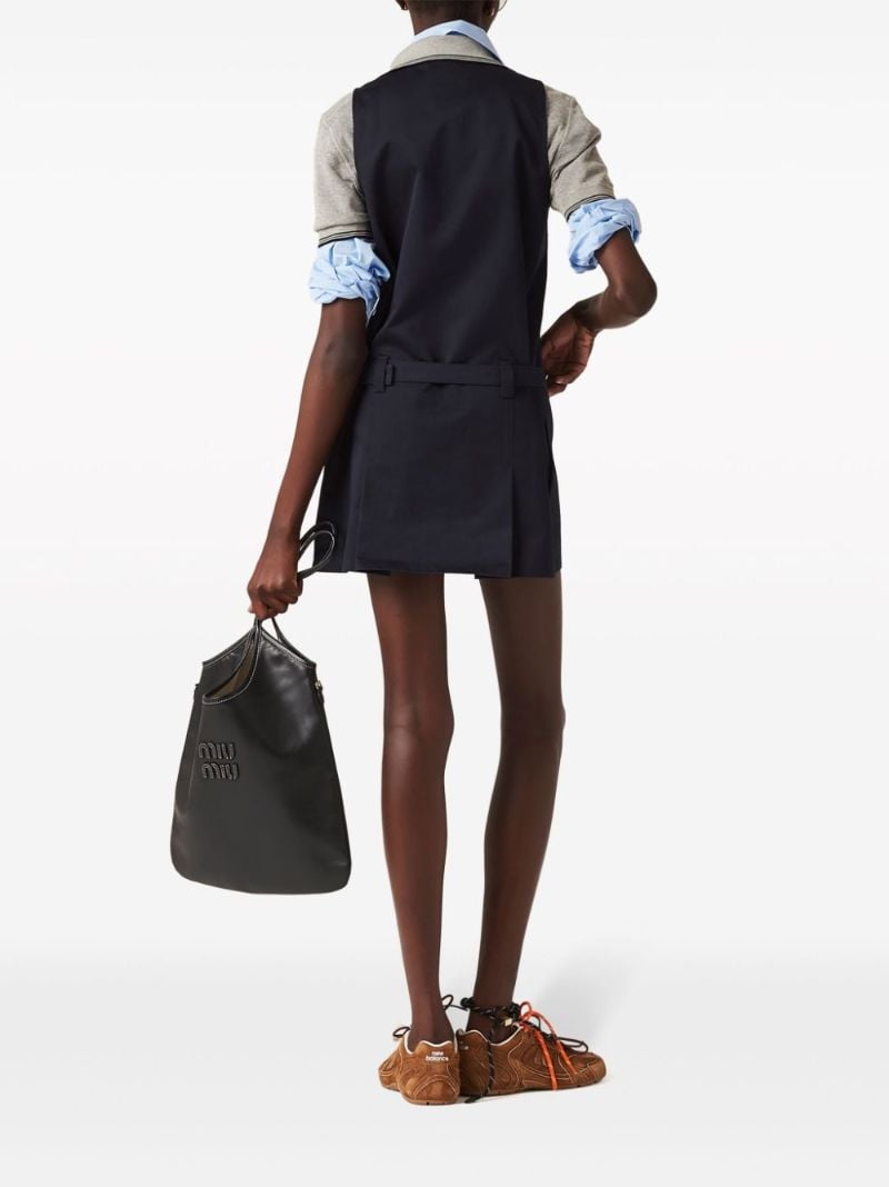 Blue Belted Cotton Mini Dress