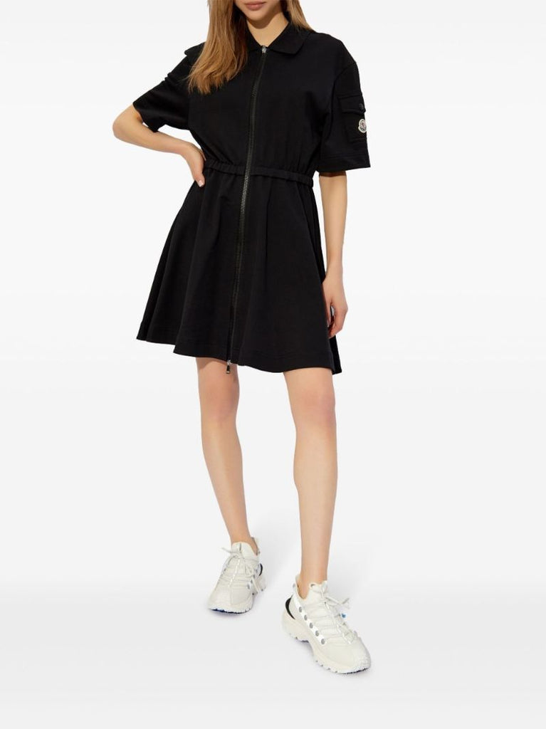 Black Logo-appliquÃ_x0083_Â© Flared Mini Dress