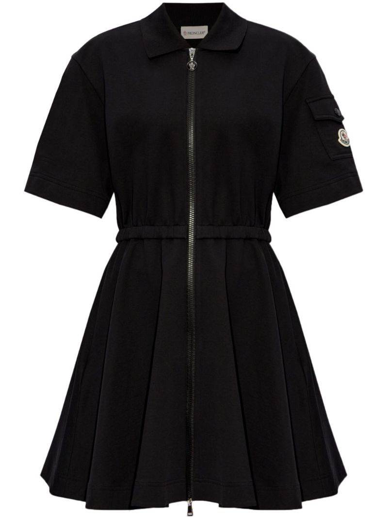 Black Logo-appliquÃ_x0083_Â© Flared Mini Dress