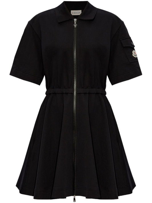 Black Logo-appliquÃ_x0083_Â© Flared Mini Dress