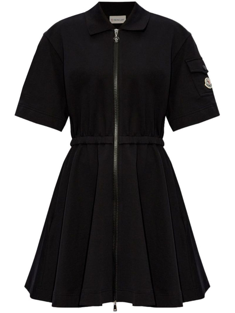 Black Logo-appliquÃ_x0083_Â© Flared Mini Dress