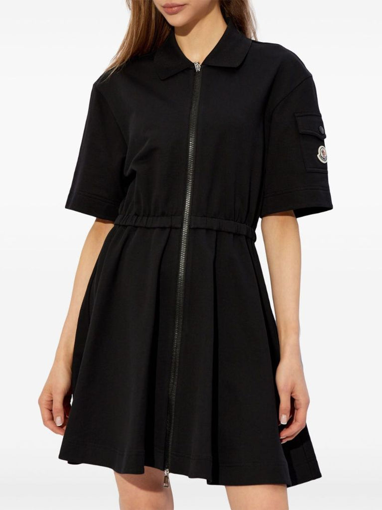 Black Logo-appliquÃ_x0083_Â© Flared Mini Dress