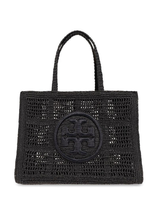 Black Ella Large Paper Raffia Tote Bag