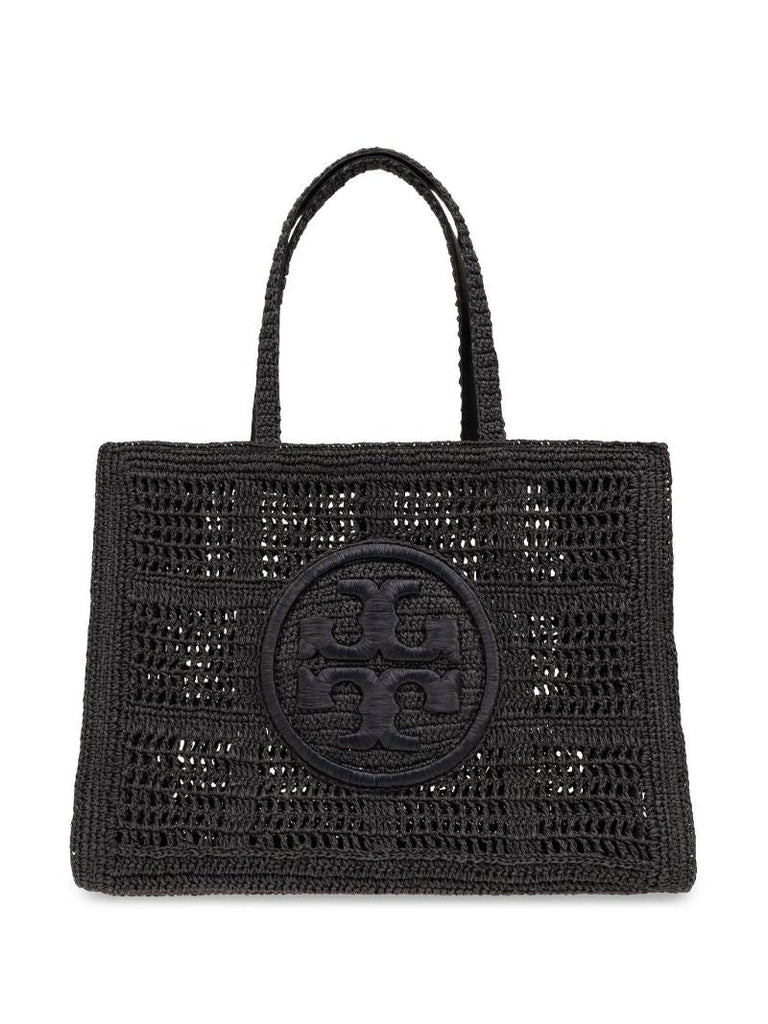 Black Ella Large Paper Raffia Tote Bag