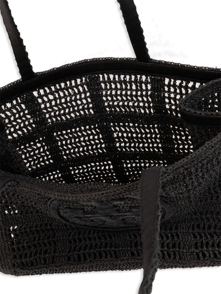 Black Ella Large Paper Raffia Tote Bag