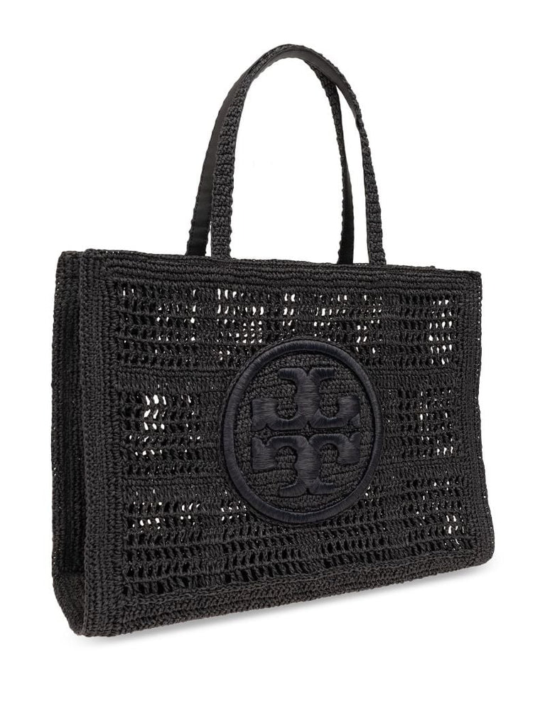 Black Ella Large Paper Raffia Tote Bag