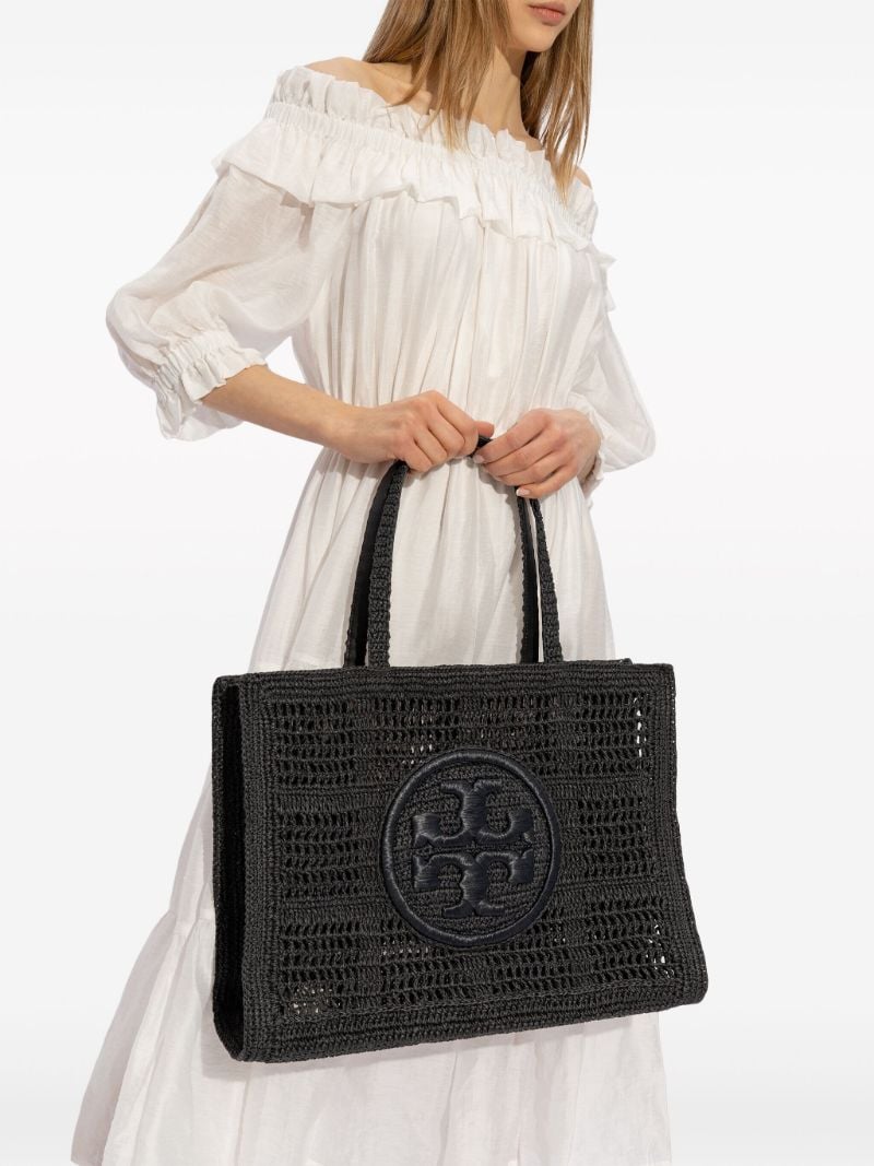 Black Ella Large Paper Raffia Tote Bag