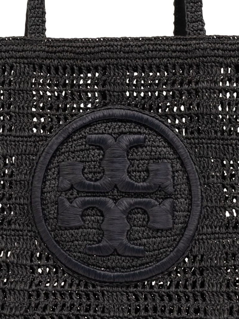 Black Ella Large Paper Raffia Tote Bag