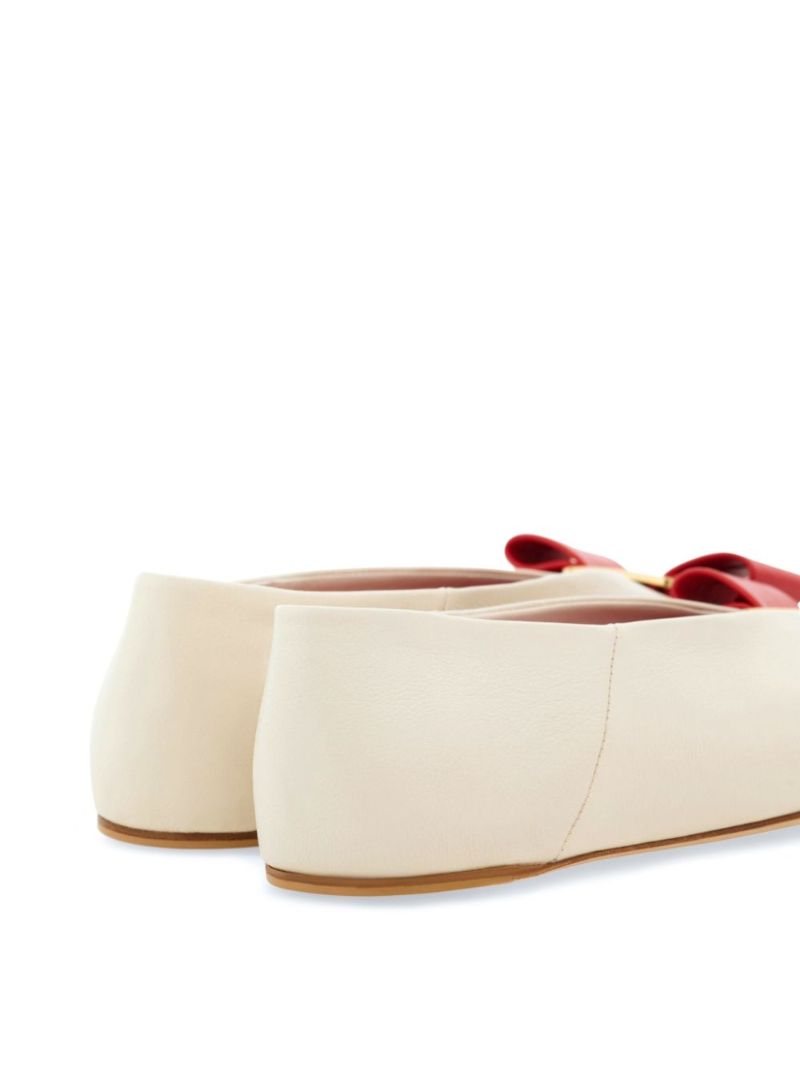 White Vara Bow Leather Ballet Pumps