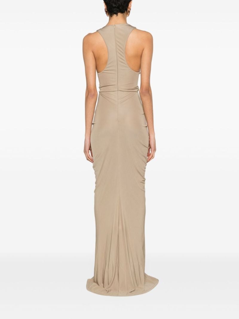 Neutral Vivenda Draped Maxi Dress