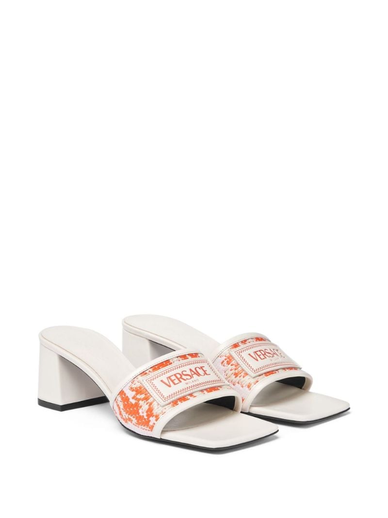 White Theia 55 Raffia Mules