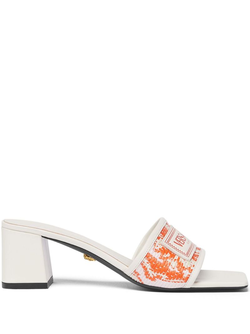 White Theia 55 Raffia Mules