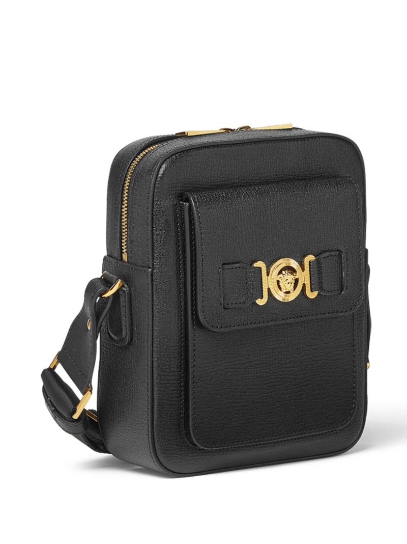 Black Medusa Biggie Leather Cross Body Bag