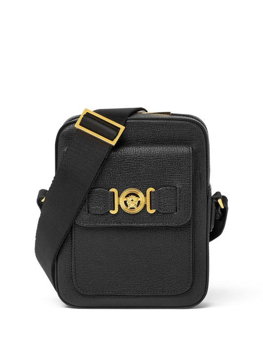 Black Medusa Biggie Leather Cross Body Bag