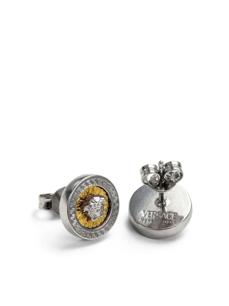 Silver-tone Crystal Icon Stud Earrings